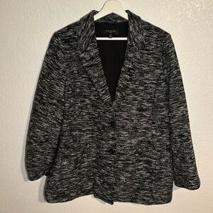 Talbots Tweed Boucle Knit Career Wear 2 Button Blazer Size 16 Petite